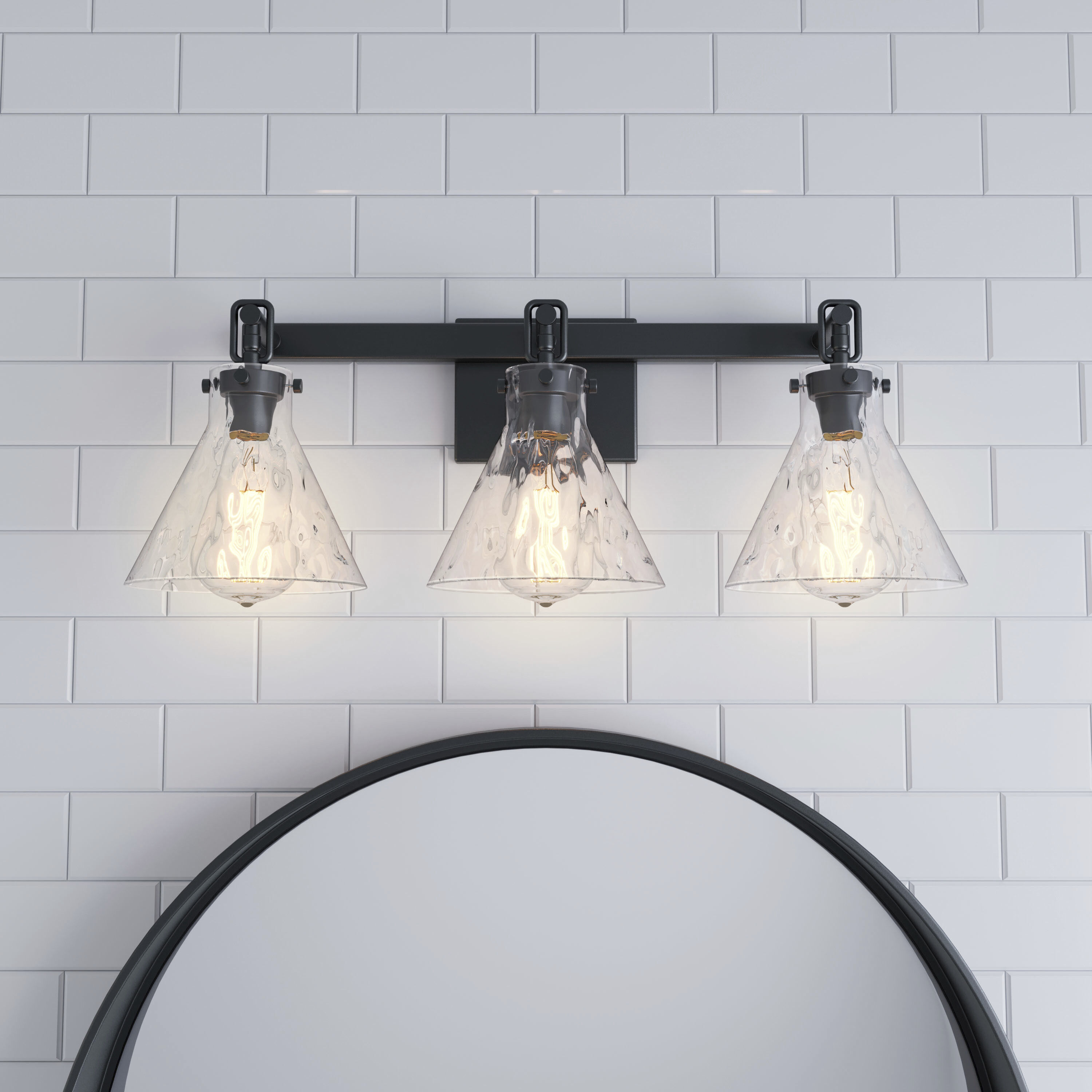 Barlon 3 Light 25.5 inch Matte Black Bathroom Vanity Light Wall Light